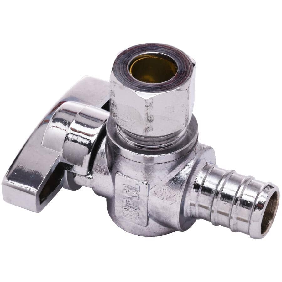 1/2" PEX x 3/8" Compression Quarter-Turn Angle Stop Valve