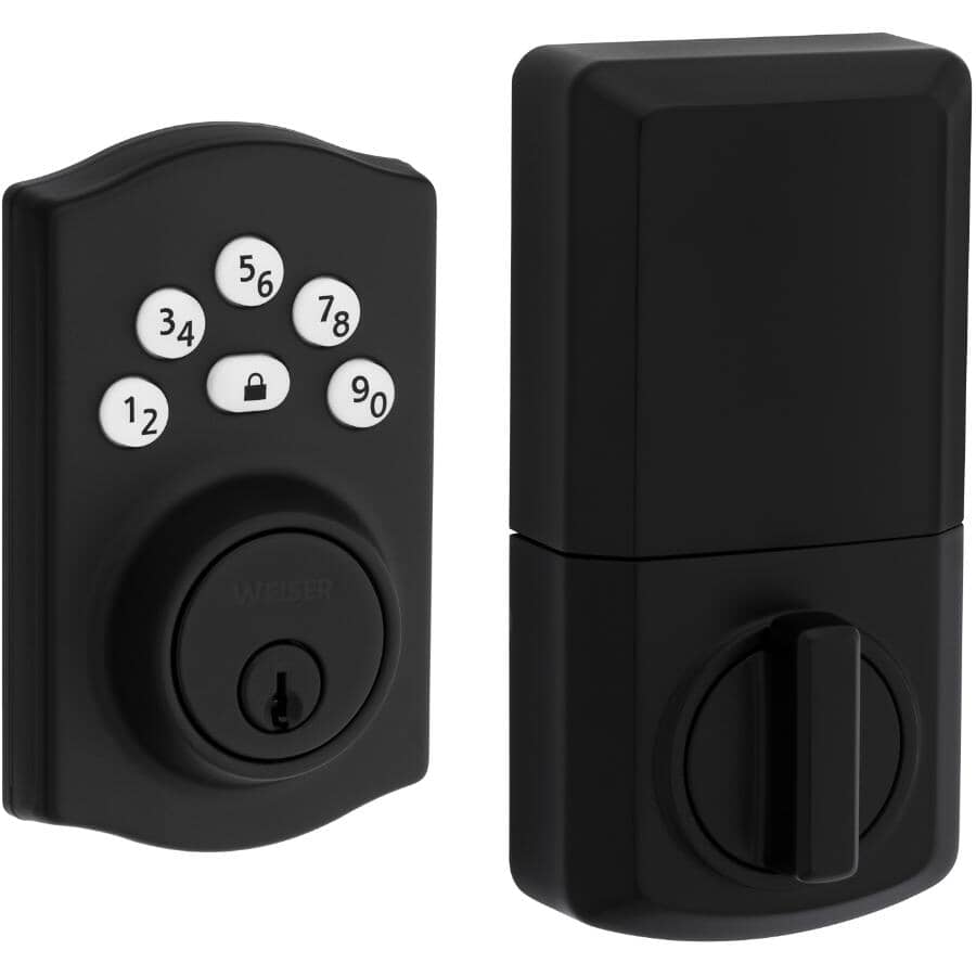 Elements Electronic Deadbolt Lock - Matte Black with Traditional Keypad Design