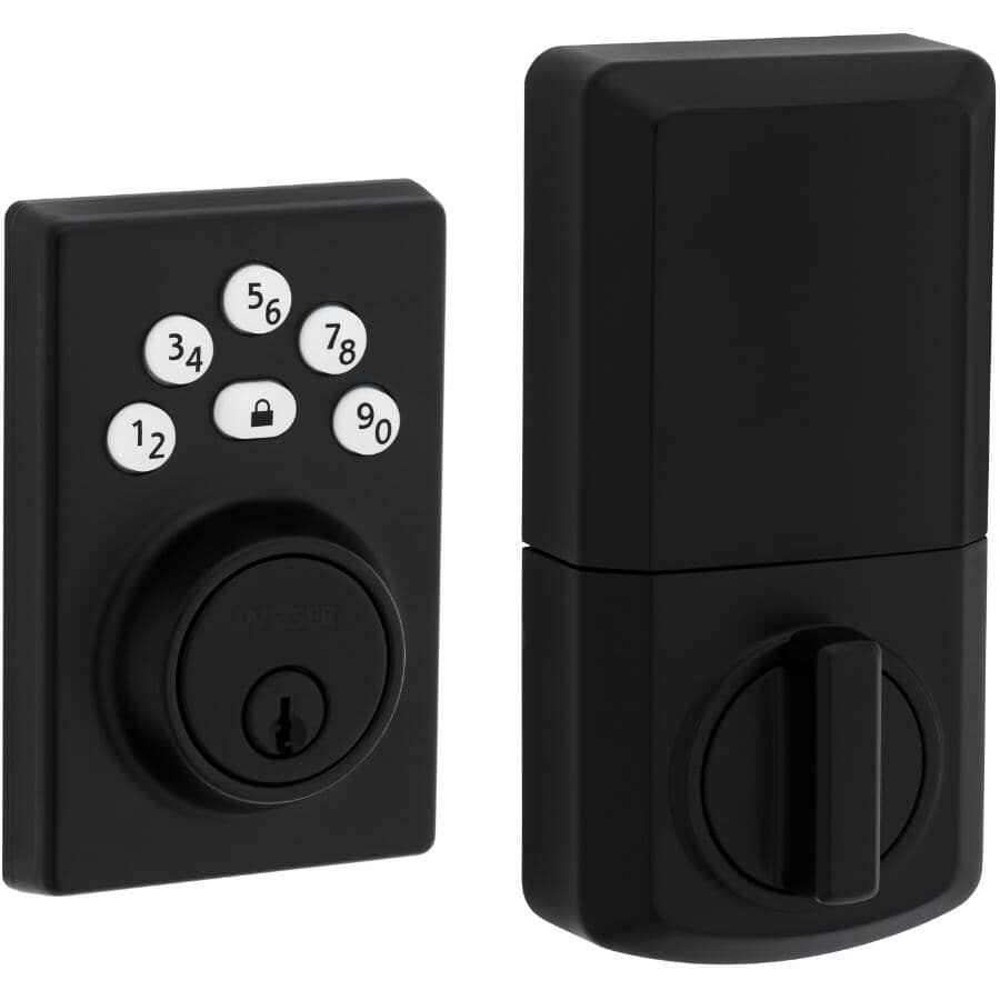 Elements Electronic Deadbolt Lock - Matte Black with Contemporary Keypad Design