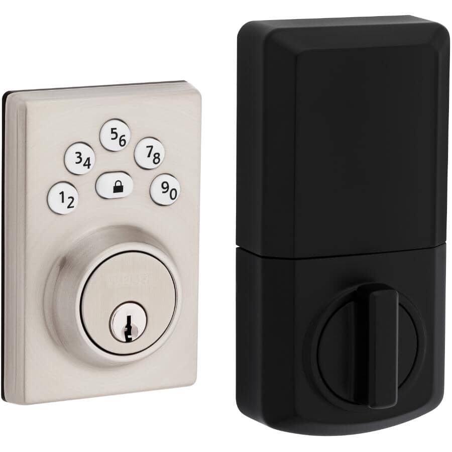 Elements Electronic Deadbolt Lock - Satin Nickel with Contemporary Keypad Design