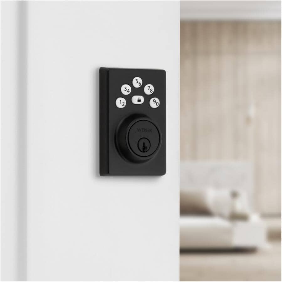 Elements Electronic Deadbolt Lock - Matte Black with Contemporary Keypad Design