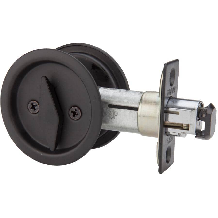 Iron Black Round Pocket Door Privacy Lock