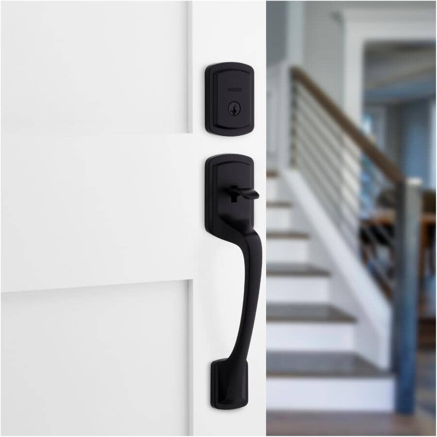 Prague Entrance Door Gripset with Smart key - Matte Black