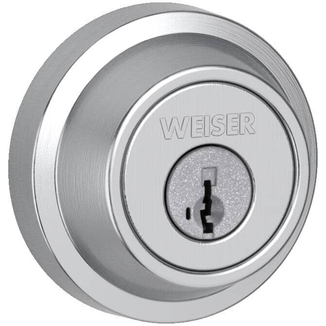Round Single Cylinder Deadbolt Lock - Satin Chrome + Smart Key