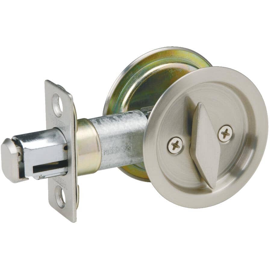 Satin Nickel Round Pocket Door Privacy Lock