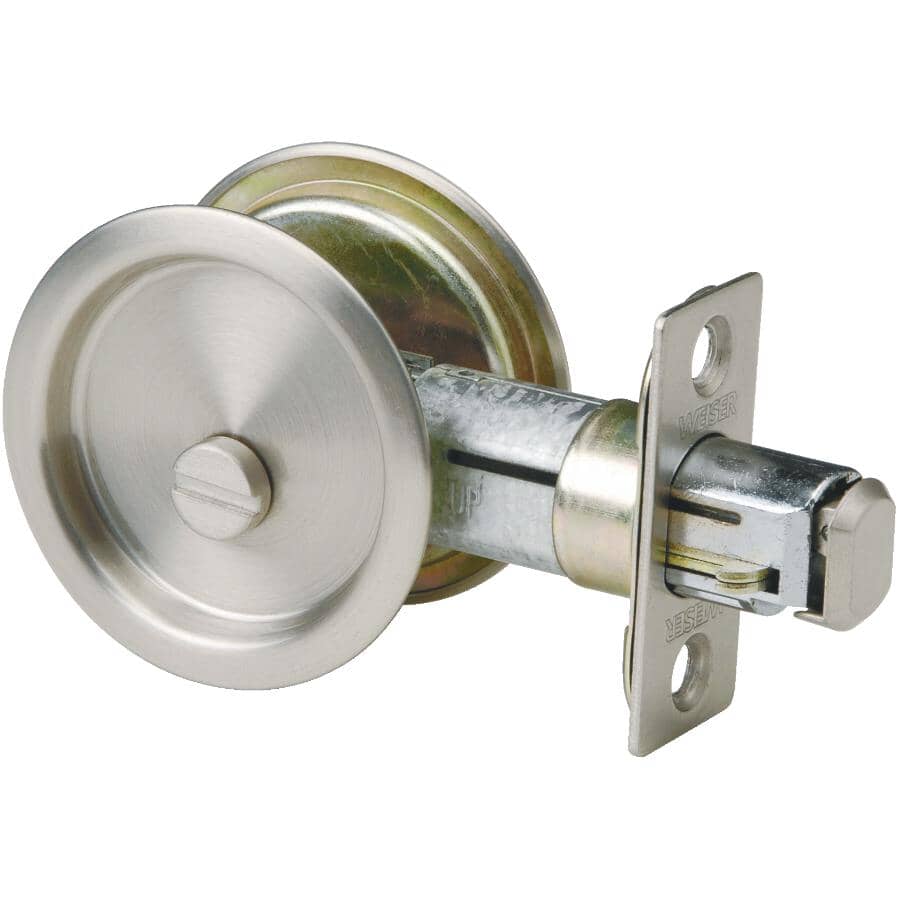 Satin Nickel Round Pocket Door Privacy Lock