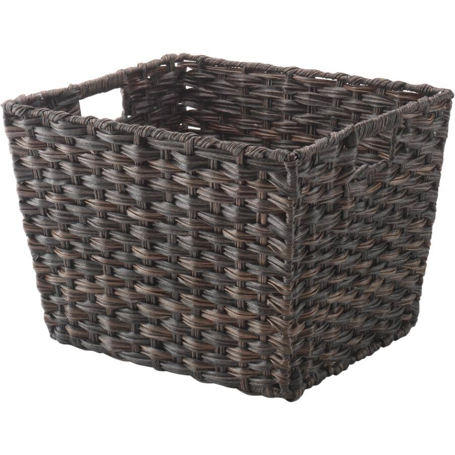 14.5" x 12.5" x 9.5" Split Rattique Storage Basket - Driftwood