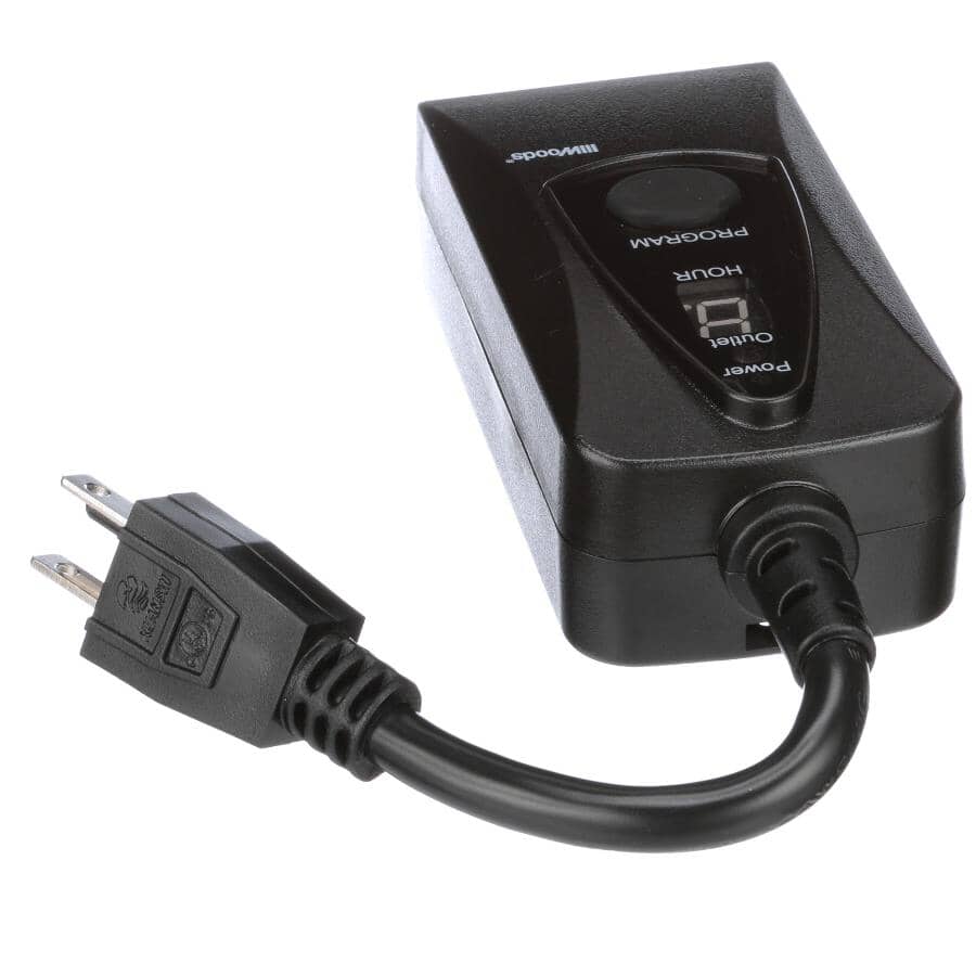Outdoor 24 Hour Digital Sensor Light Timer Outlet, with Photoelectric Eye