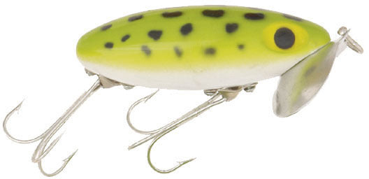Arbogast G620-06 Jointed Jitterbug Topwater Lure, 2 1/2", 3/8 oz Frog/White Belly, Floating