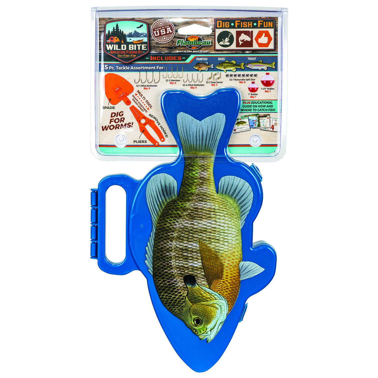 Flambeau 440WBP Wild Bite Adventure Fishing Kit - Panfish, Includes Split Shot, Snap Swivels, Hooks and Bobbers