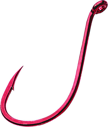 Gamakatsu 02312 Octopus Hook, Size 2/0, Barbed, Needle Point, Ringed Eye, Red, 6 per Pack