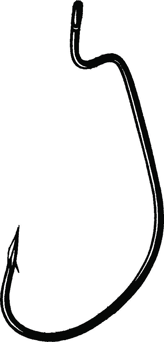 Owner 5140-121 Bass J Hook with Cutting Point, Size 2/0, Z Bend Worm, Black Chrome, 6 per Pack