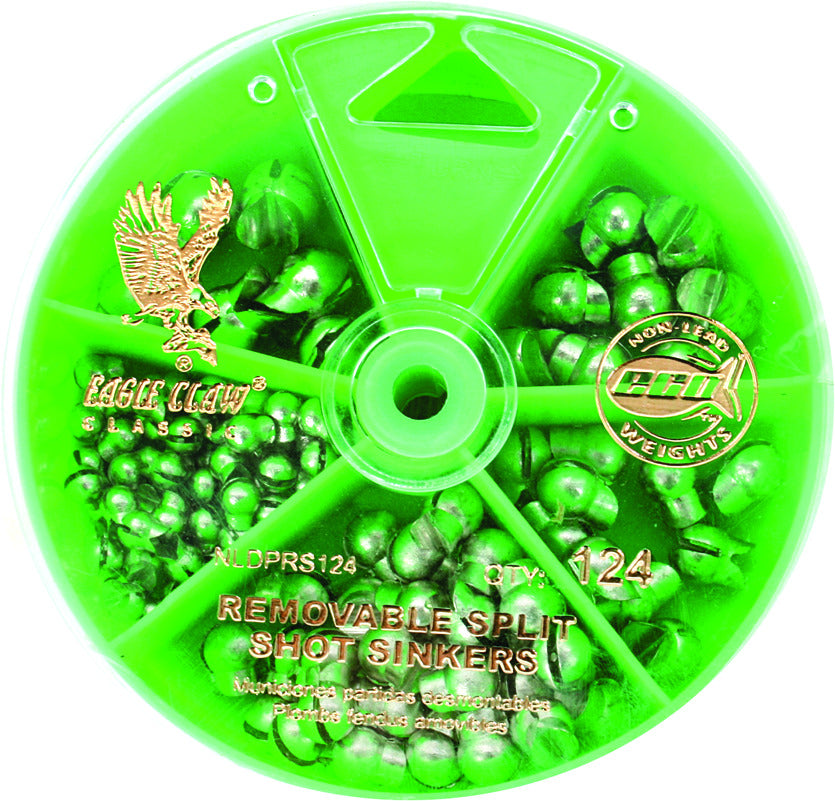 Eagle Claw NLDPRS124 Tin Removable Split Shot Sinkers, 124 pc., Dial Pack
