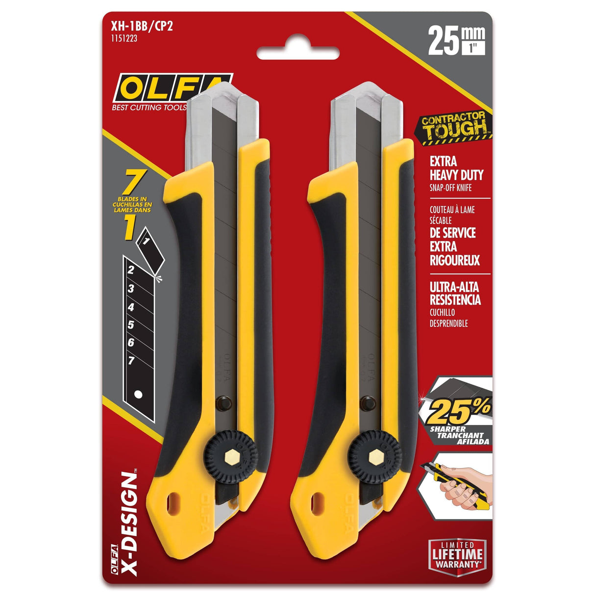 Extra Heavy Duty 25mm Snap-Off Blade Utility Knife Set - 2 Pack