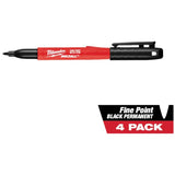 Inkzall Fine Point Black Marker - 4 Pack