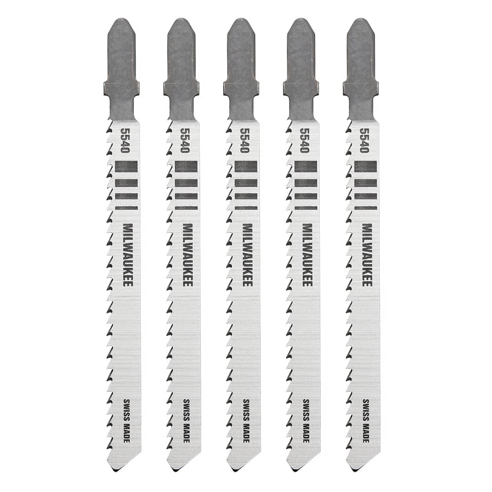 4" 10 Tooth T-Shank High Carbon Jigsaw Blades for Wood Cutting - 5 Pack