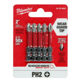 Shockwave 2" #2 Phillips Impact Rated Power Bits - 5 Pack