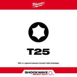 Shockwave 2" T25 Impact Rated Torx Power Bit