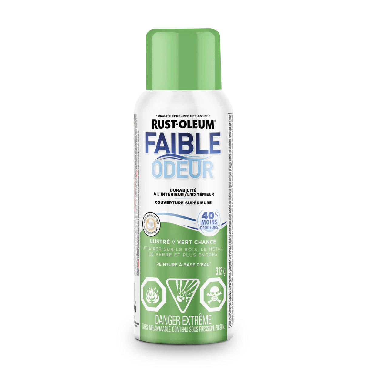 Low Odour Water-Based Spray Paint - Lucky Green, 312 g