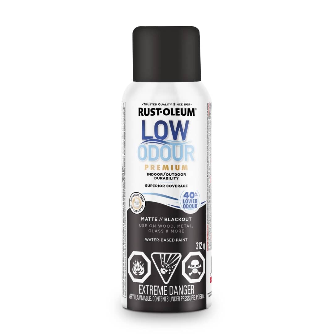 Low Odour Water-Based Spray Paint - Blackout, 312 g