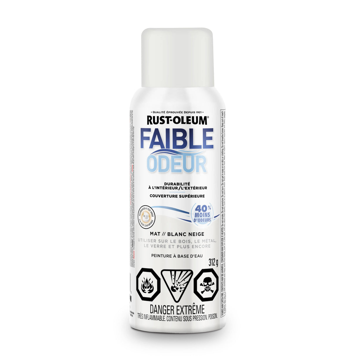 Low Odour Water-Based Spray Paint - Snow White, 312 g