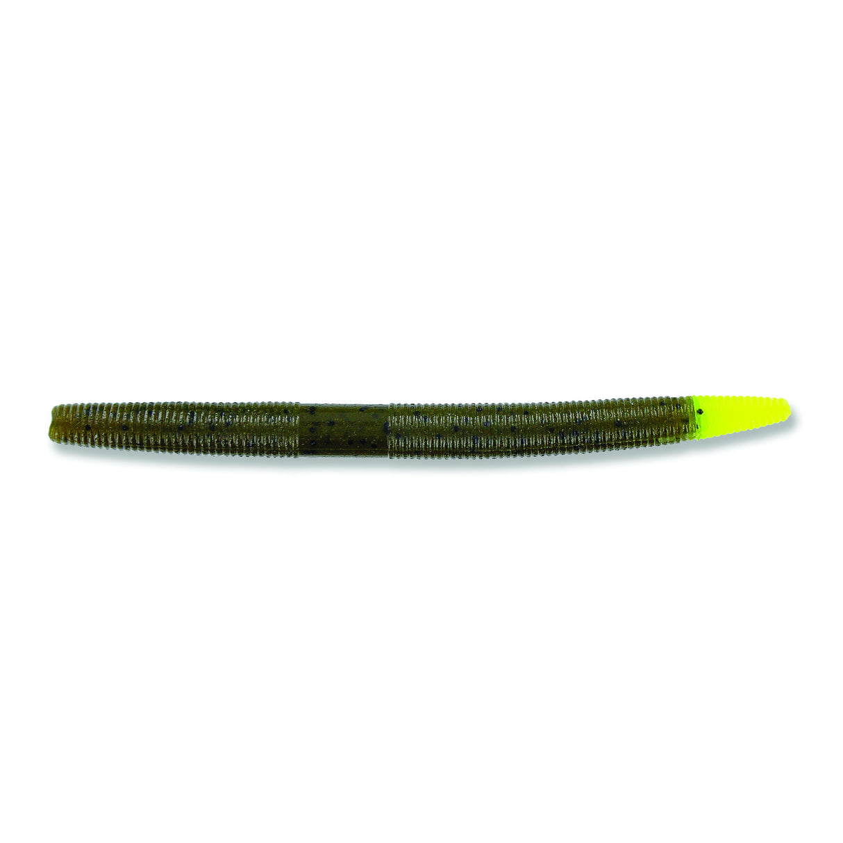 Yamamoto YAM-9-10-547 Senko Worm 5", 10pk, Green Pumpkin with Large Black & Chartreuse Tip