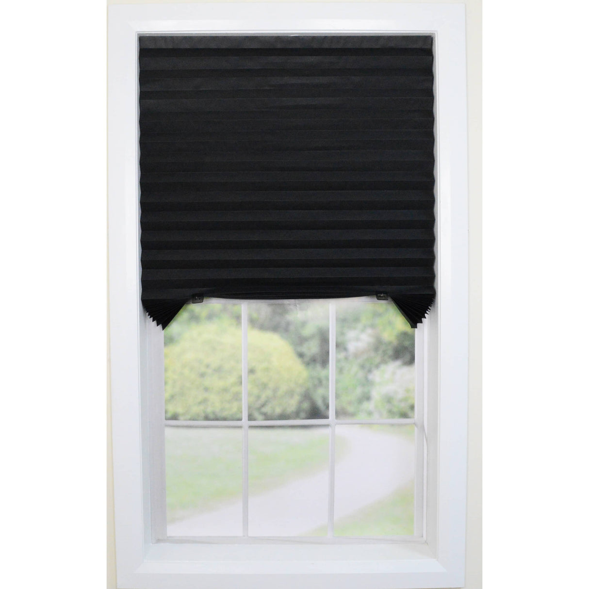 48" x 72" TempShade Black Cordless Fabric Window Blind