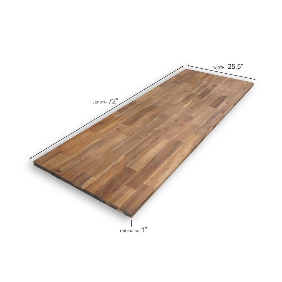72" x 25.5" x 1" Acacia Wood Countertop - Brown