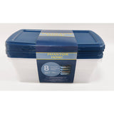 4 Pack Shoe Storage Boxes with Navy Lids