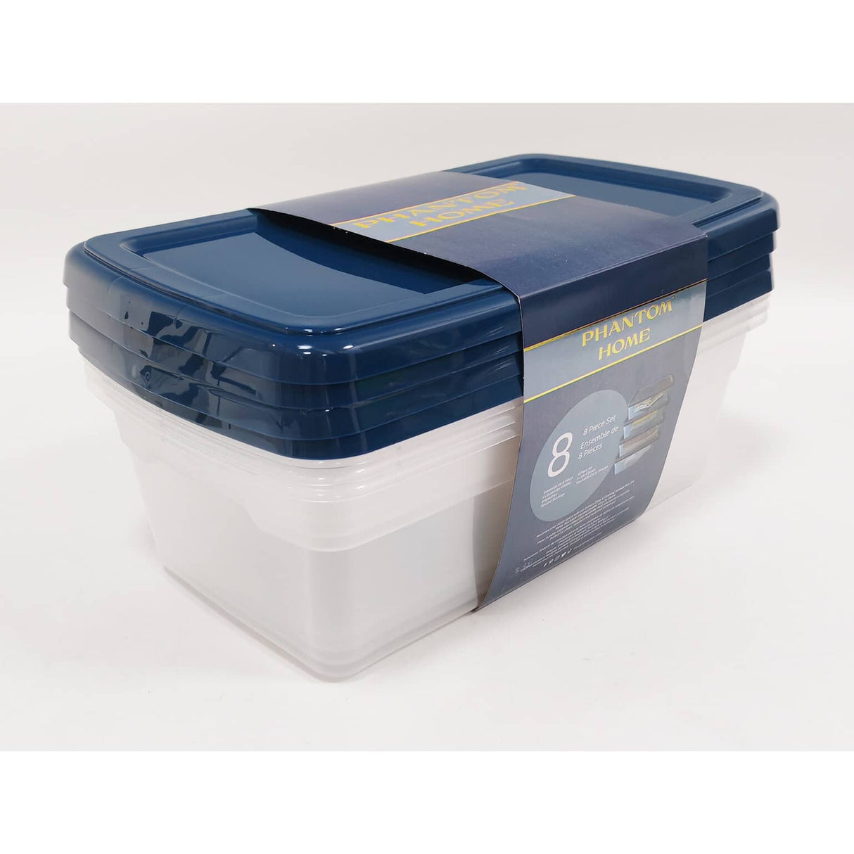 4 Pack Shoe Storage Boxes with Navy Lids