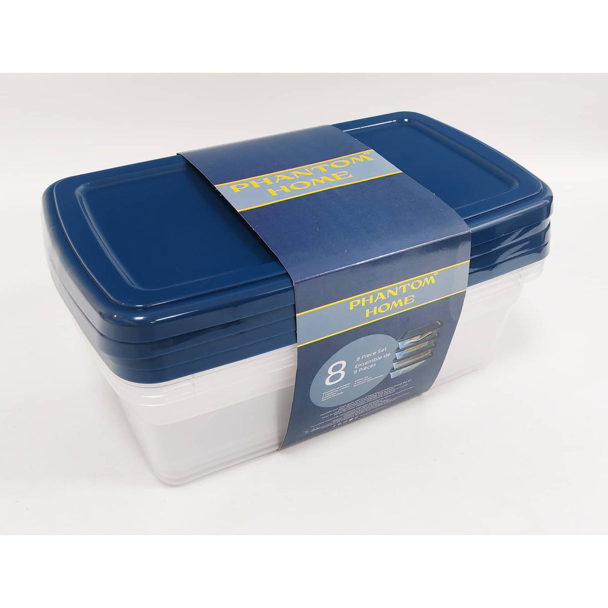 4 Pack Shoe Storage Boxes with Navy Lids
