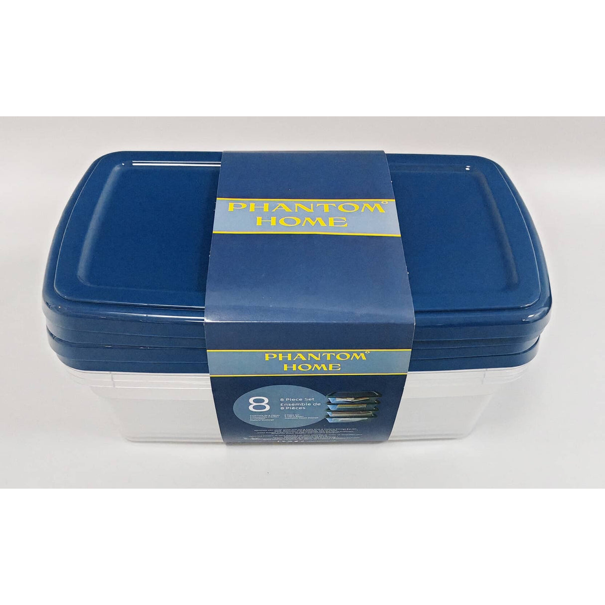 4 Pack Shoe Storage Boxes with Navy Lids