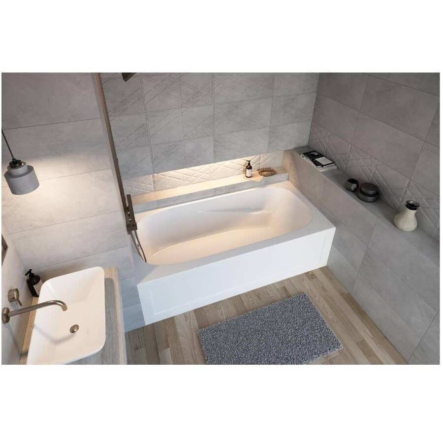 60" x 30" Phoenix Acrylic Tub - with Left Hand Drain + Skirt, White