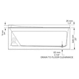 60" x 30" Prescott Acrylic Tub - with Left Hand Drain + Skirt, White