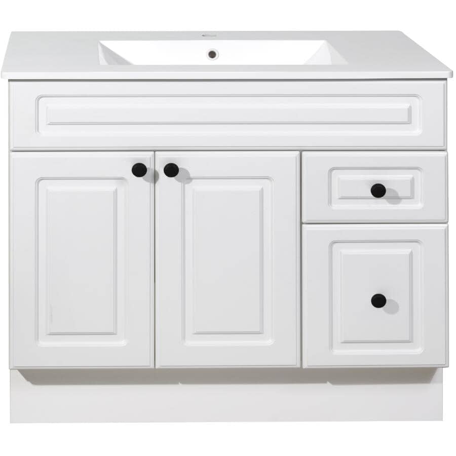 36" W x 21" D Halifax Vanity with Cultured Marble Top - 2 Doors + 2 Drawers, White
