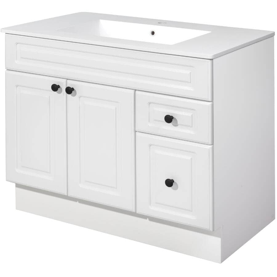 36" W x 21" D Halifax Vanity with Cultured Marble Top - 2 Doors + 2 Drawers, White