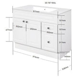 36" W x 21" D Halifax Vanity with Cultured Marble Top - 2 Doors + 2 Drawers, White
