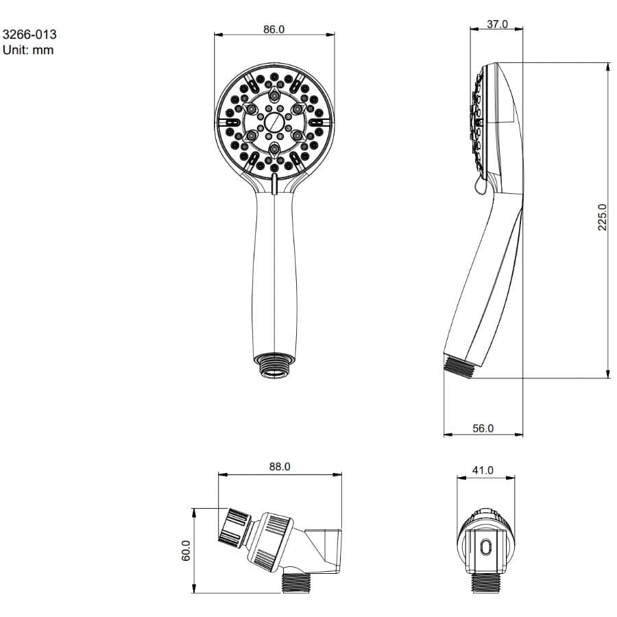 3 Setting Handheld Showerhead - Chrome