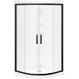 38" x 38" x 77.63" Kassia Neo-Round Shower Door & Base - White + Clear Glass & Matte Black Trim