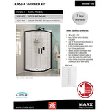 38" x 38" x 77.63" Kassia Neo-Round Shower Door & Base - White + Clear Glass & Matte Black Trim