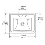 24" x 18.75" Rio Rectangular Pedestal Basin - White