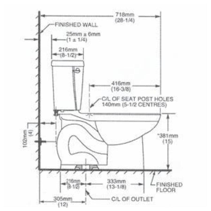 6 L Ravenna 3 Round Toilet - White, 15"