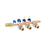 3/4" Push Fit Inlet x 1/2" Push Fit Push 'N' Connect 3 Branch Closed End Manifold with Valves