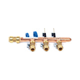 3/4" Push Fit Inlet x 1/2" Push Fit Push 'N' Connect 3 Branch Closed End Manifold with Valves