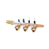 3/4" Push Fit Inlet x 1/2" Push Fit Push 'N' Connect 3 Branch Closed End Manifold with Valves