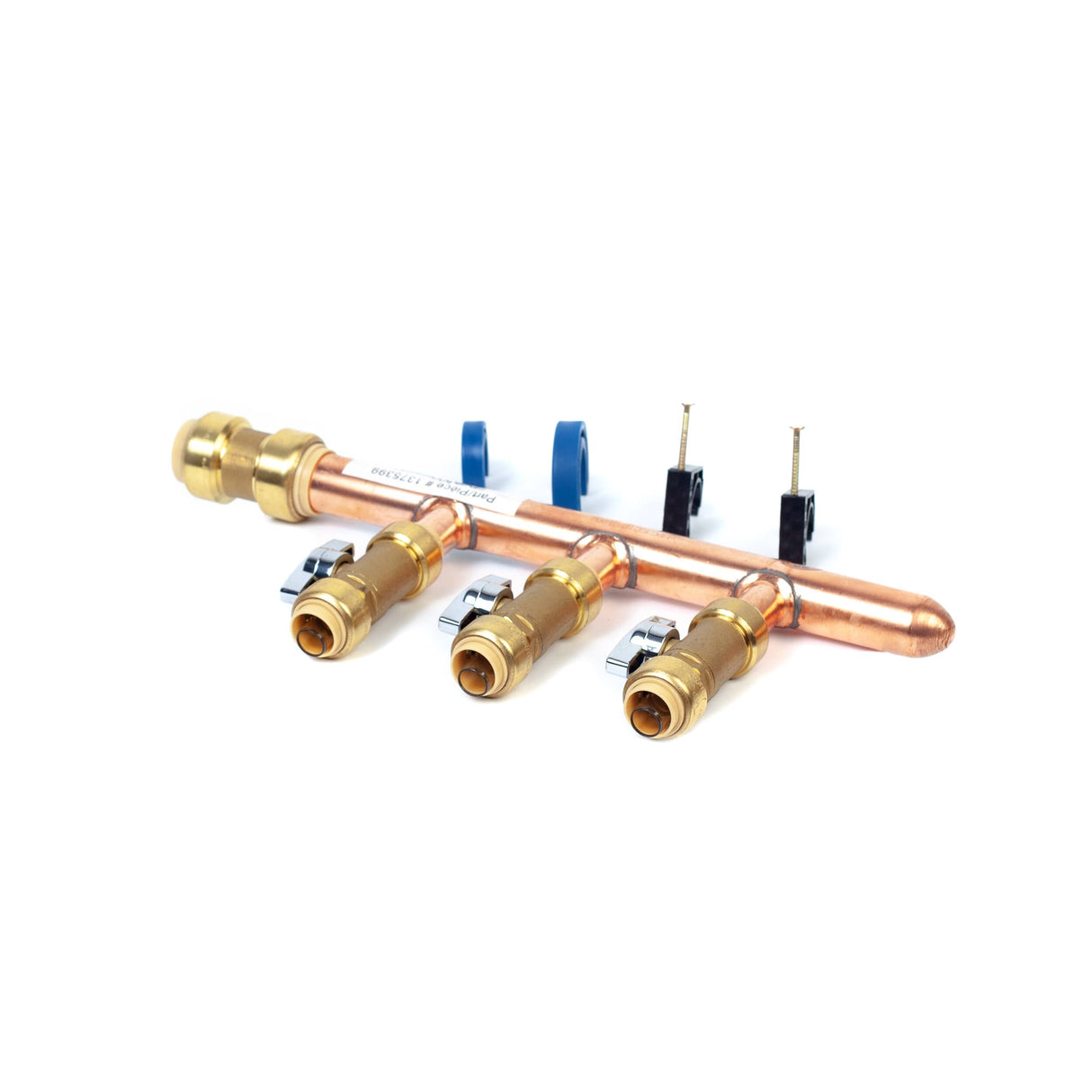 3/4" Push Fit Inlet x 1/2" Push Fit Push 'N' Connect 3 Branch Closed End Manifold with Valves