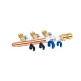 3/4" Push Fit Inlet x 1/2" Push Fit Push 'N' Connect 3 Branch Closed End Manifold with Valves
