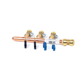 3/4" Push Fit Inlet x 1/2" Push Fit Push 'N' Connect 3 Branch Closed End Manifold with Valves