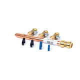 3/4" Push Fit Inlet x 1/2" Push Fit Push 'N' Connect 3 Branch Closed End Manifold with Valves