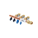 3/4" Push Fit Inlet x 1/2" Push Fit Push 'N' Connect 3 Branch Closed End Manifold with Valves